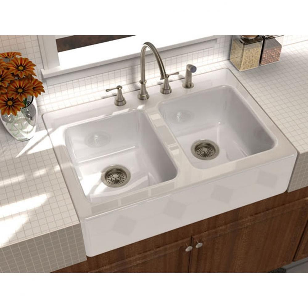 SERENADE?, 33''x22'' Front Apron, Tile-in, 2 Bowl Sink, 2 Faucet Holes, Color