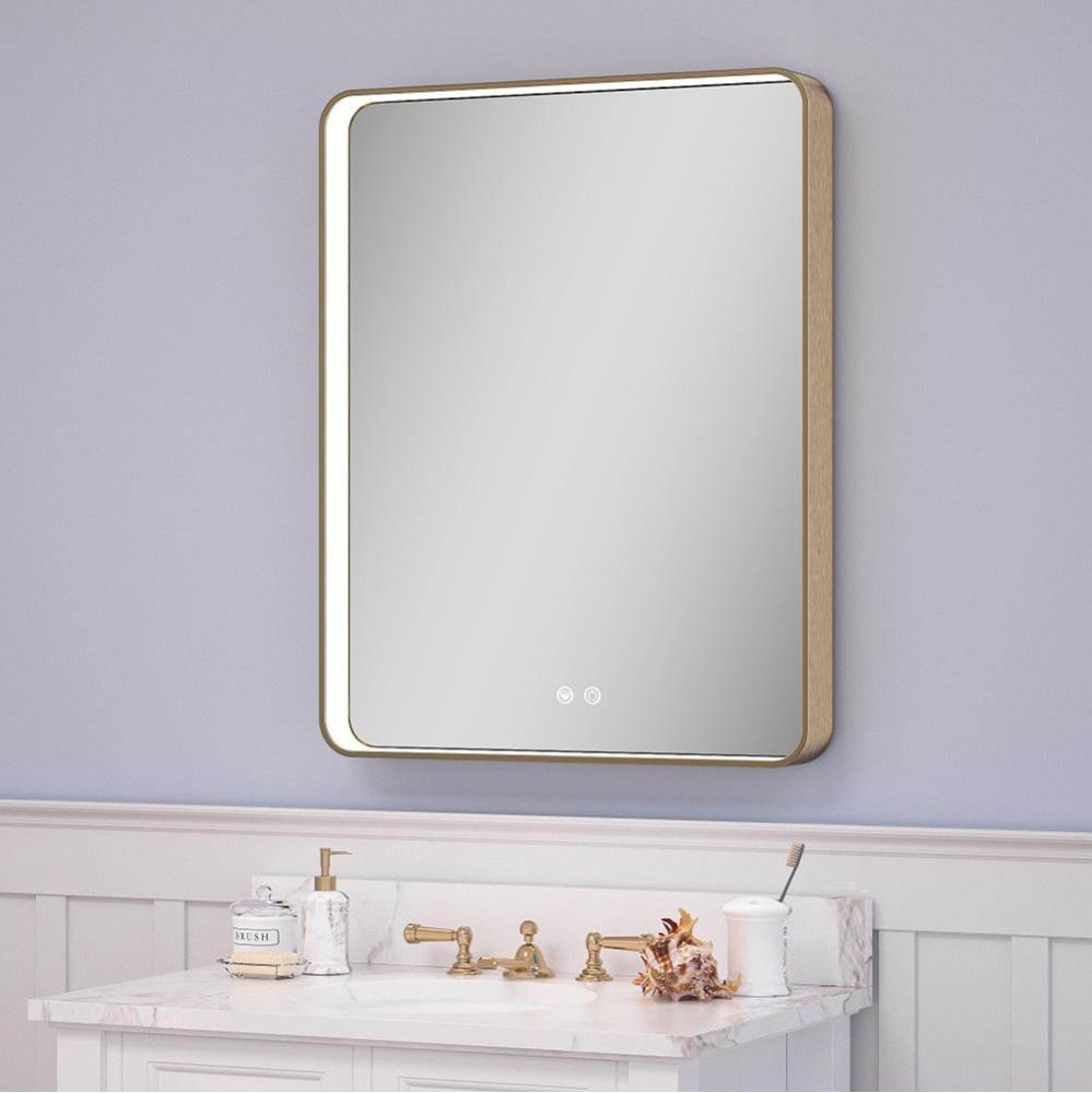 Rounded Corner Led Cab. Rec Mt, Pol, Champagne Int. Brushed Gold. 5 3/16'' Depth.  Hinge