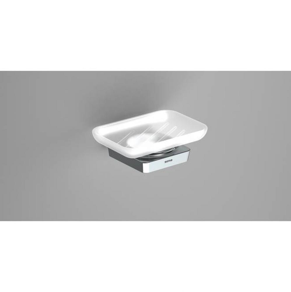 S6 Jewelry/Soap Tray Wall Mount Glass-Chrome