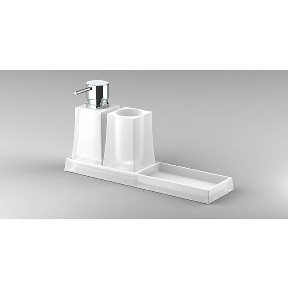 S7 Tray/Tumbler/Soap Dispenser Set Countertop Glass-Chrome