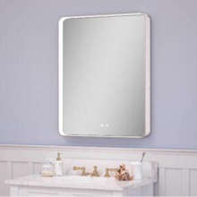 Sonia PEN 2434 1D P W SIL 1 HL - Rounded Corner Led Cab. Rec Mt, Pol, White Int. Brushed Silver. 5 3/16'' Depth.  Hinge L