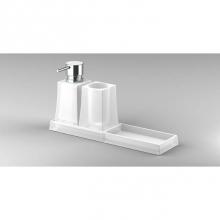 Sonia 131822 - S7 Tray/Tumbler/Soap Dispenser Set Countertop Glass-Chrome