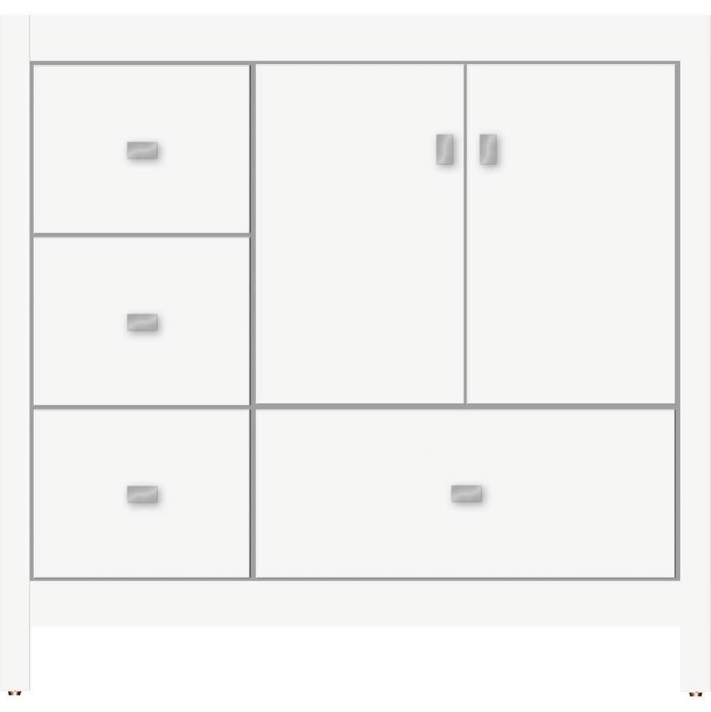 36 X 18.5 X 34.5 Alki Essence Vanity Slab Sat White Lh
