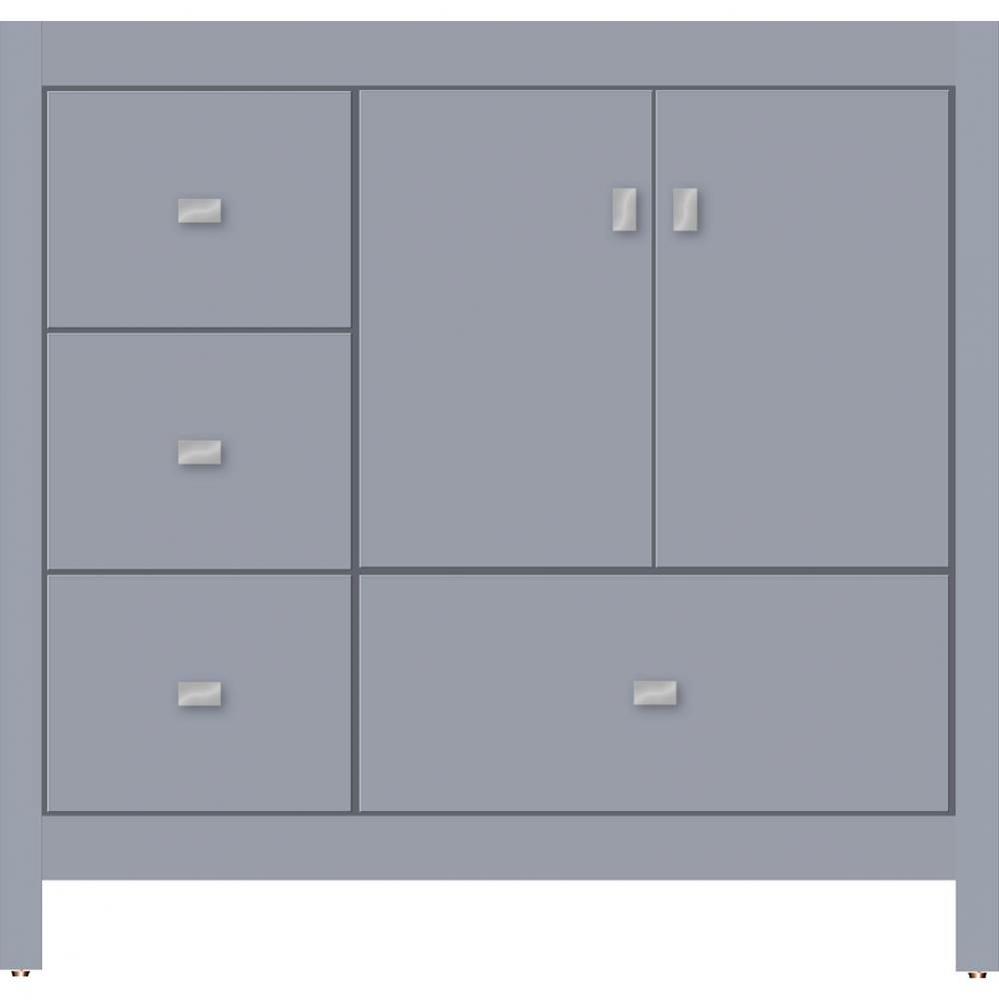36 X 18.5 X 34.5 Alki Essence Vanity Slab Sat Silver Lh