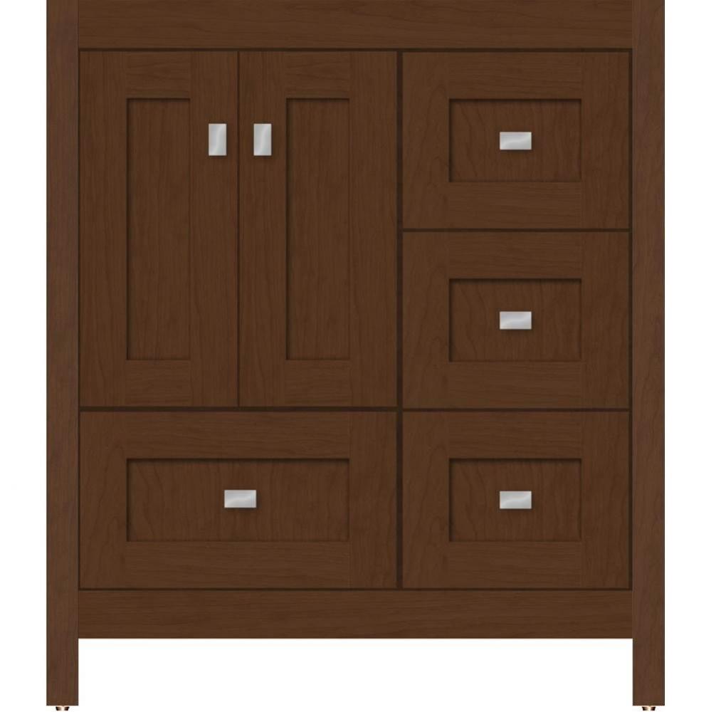 30 X 21 X 34.5 Alki Essence Vanity Shaker Pecan Cherry Rh