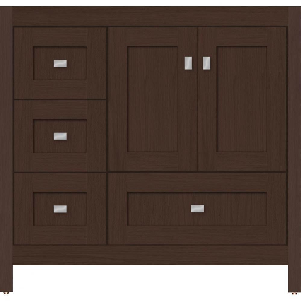 36 X 18.5 X 34.5 Alki Essence Vanity Shaker Choc Oak Lh