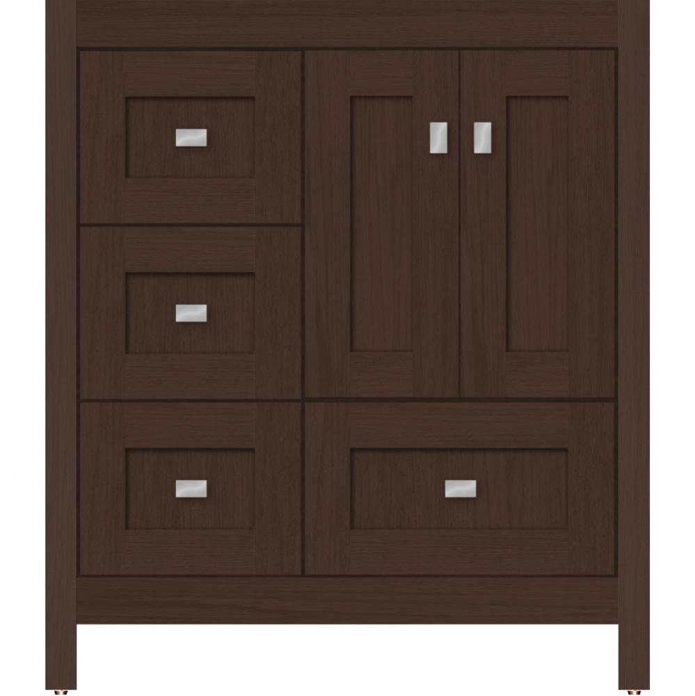 30 X 21 X 34.5 Alki Essence Vanity Shaker Choc Oak Lh