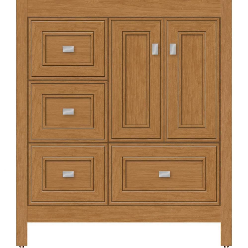 30 X 18.5 X 34.5 Alki Essence Vanity Deco Miter Nat Cherry Lh