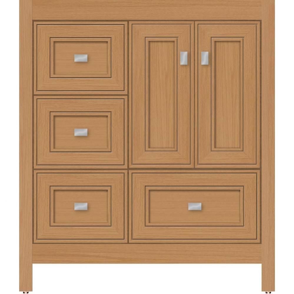 30 X 18.5 X 34.5 Alki Essence Vanity Deco Miter Nat Oak Lh