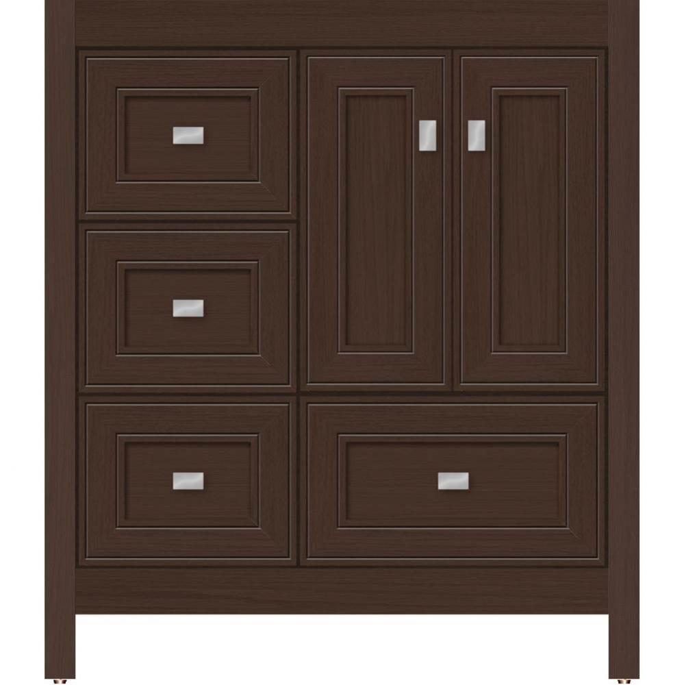 30 X 21 X 34.5 Alki Essence Vanity Deco Miter Choc Oak Lh