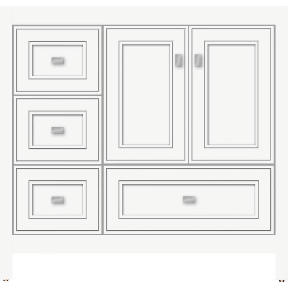 36 X 21 X 34.5 Alki Essence Vanity Deco Miter Sat White Lh