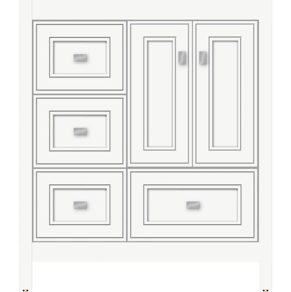 30 X 18.5 X 34.5 Alki Essence Vanity Deco Miter Sat White Lh