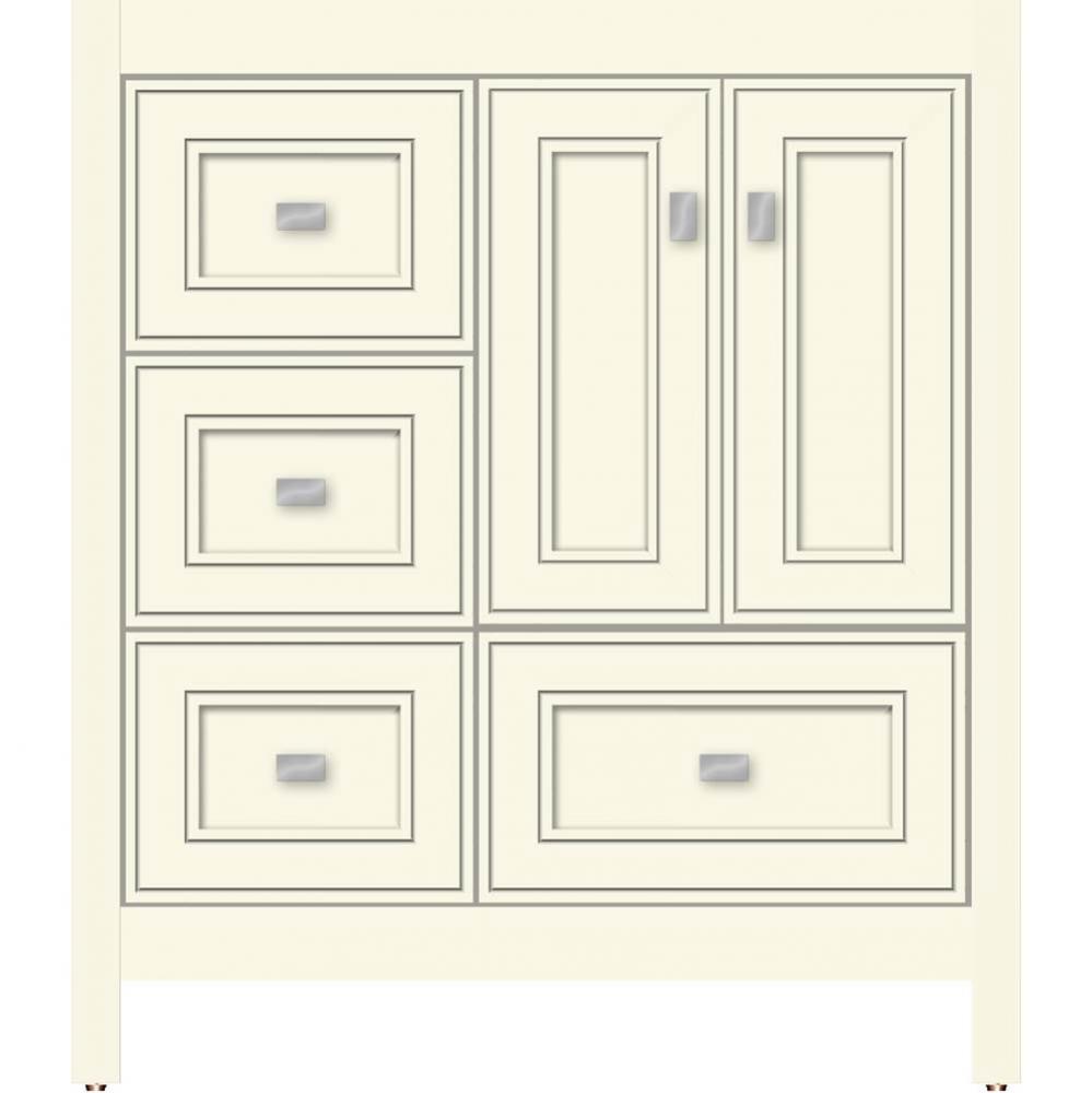 30 X 18.5 X 34.5 Alki Essence Vanity Deco Miter Sat Biscuit Lh