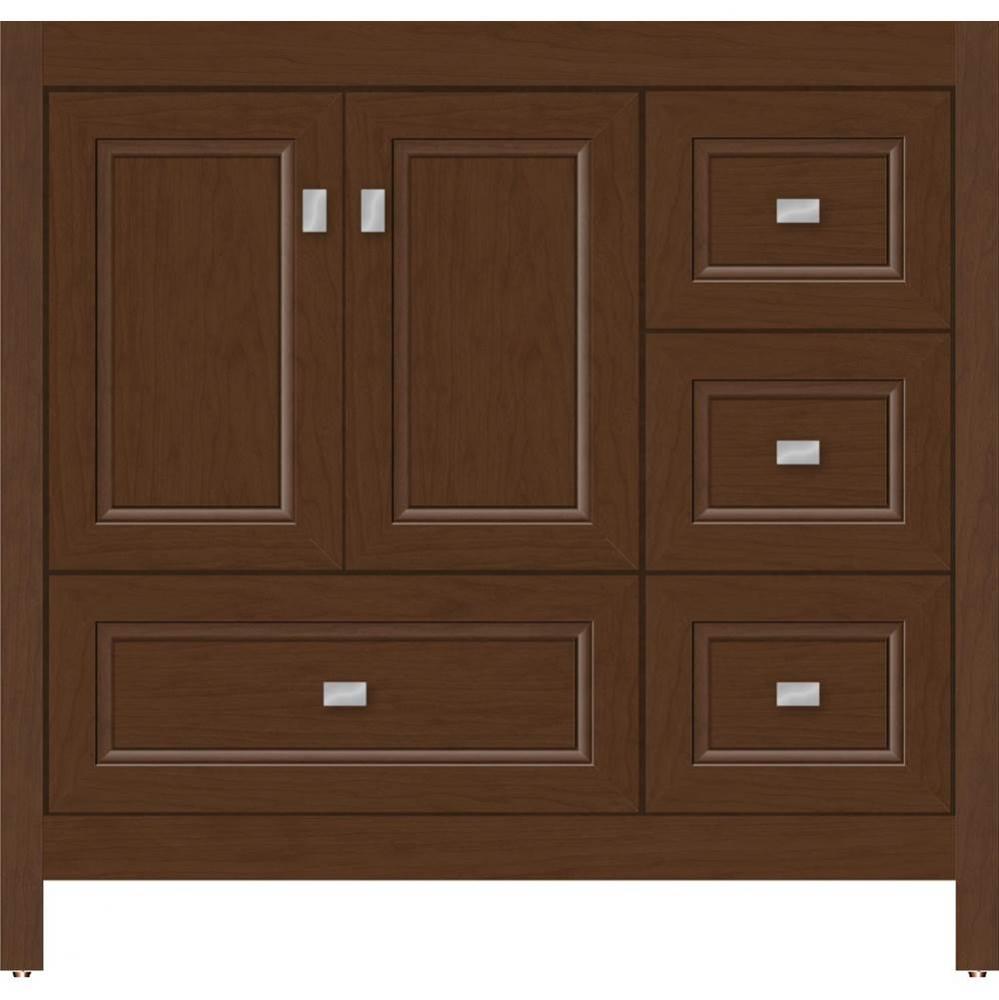 36 X 21 X 34.5 Alki Essence Vanity Ogee Miter Pecan Cherry Rh