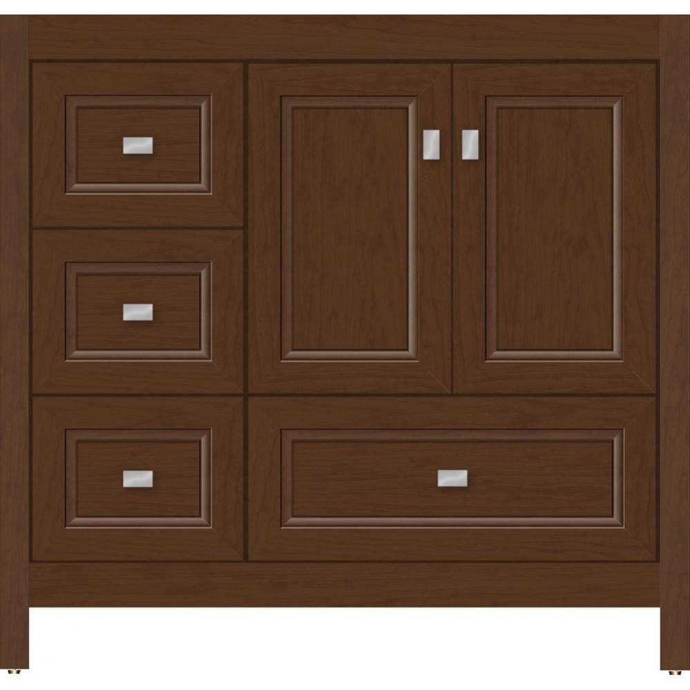 36 X 21 X 34.5 Alki Essence Vanity Ogee Miter Pecan Cherry Lh