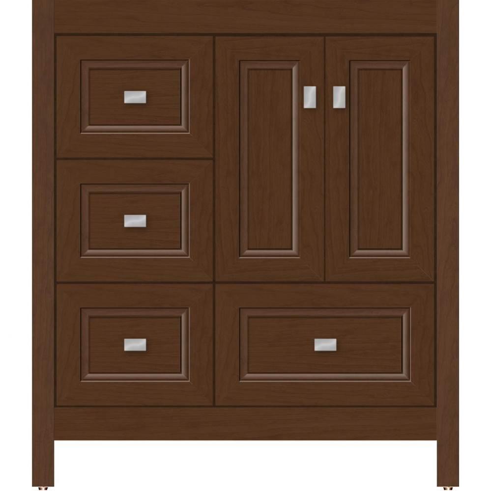 30 X 18.5 X 34.5 Alki Essence Vanity Ogee Miter Pecan Cherry Lh