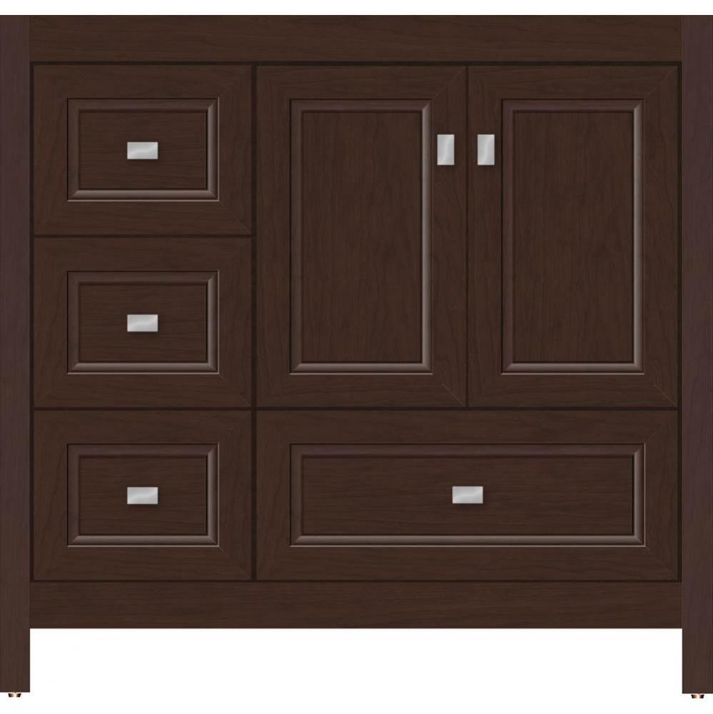 36 X 18.5 X 34.5 Alki Essence Vanity Ogee Miter Choc Cherry Lh