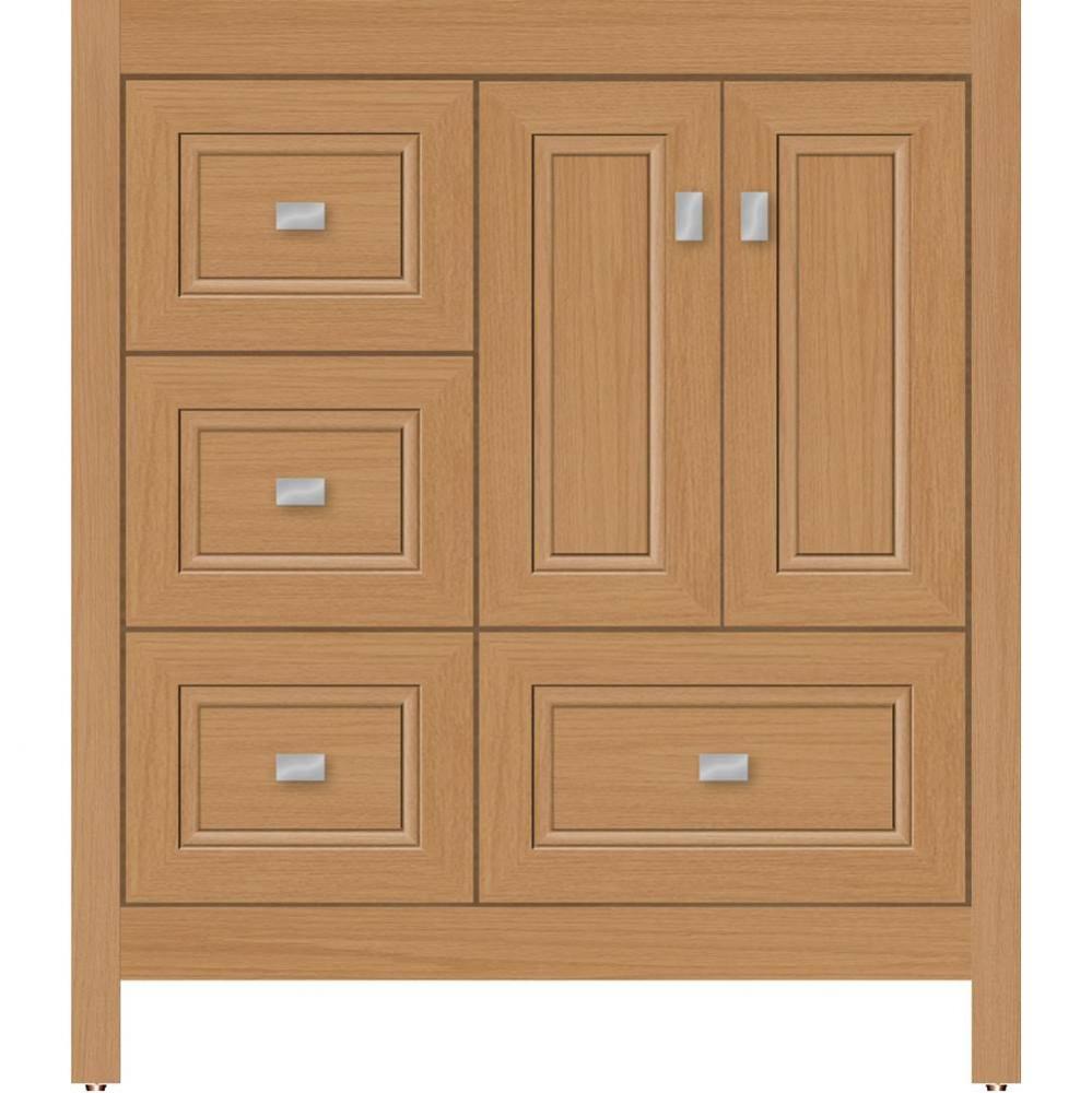 30 X 18.5 X 34.5 Alki Essence Vanity Ogee Miter Nat Oak Lh