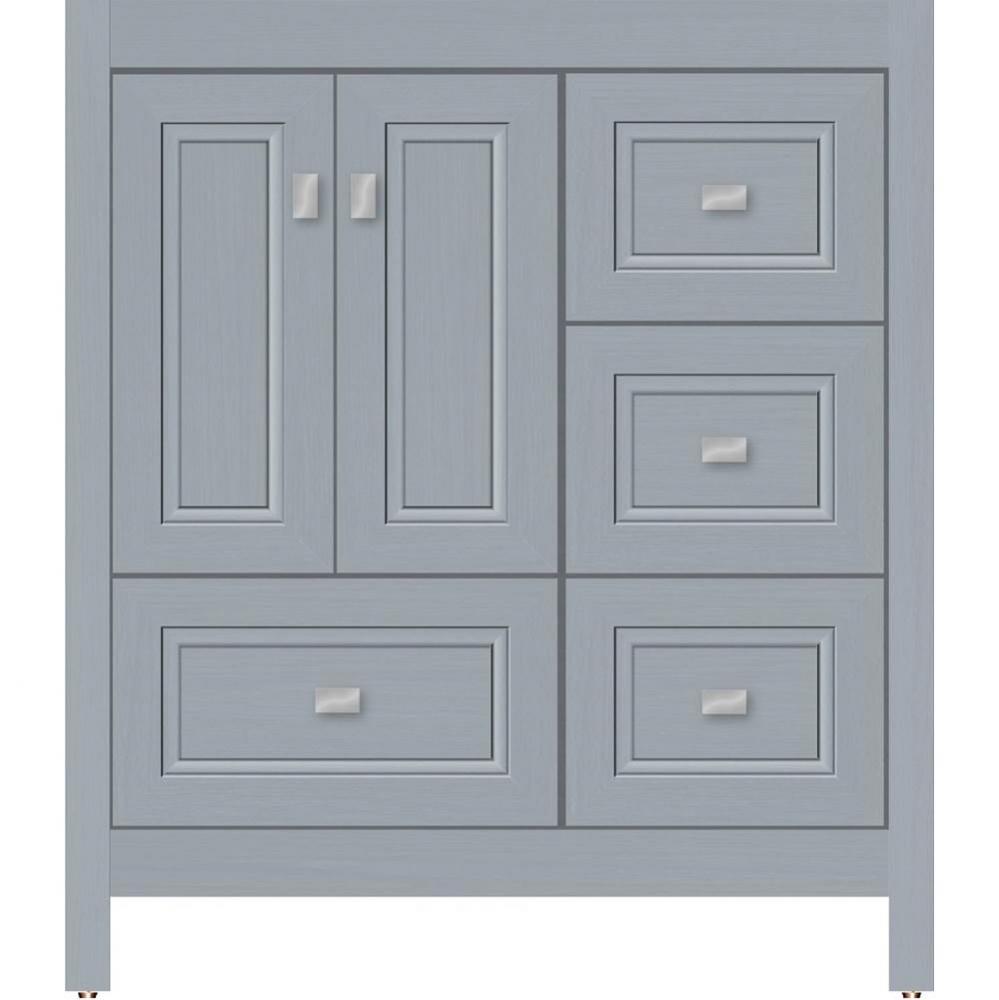 30 X 21 X 34.5 Alki Essence Vanity Ogee Miter Silver Oak Rh