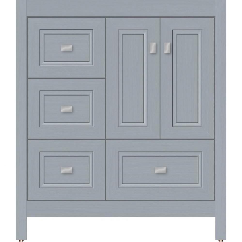 30 X 18.5 X 34.5 Alki Essence Vanity Ogee Miter Silver Oak Lh