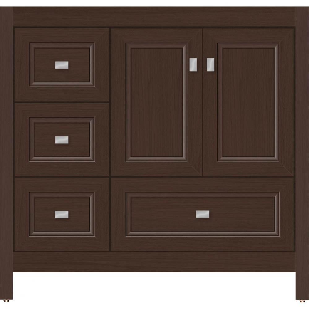 36 X 18.5 X 34.5 Alki Essence Vanity Ogee Miter Choc Oak Lh