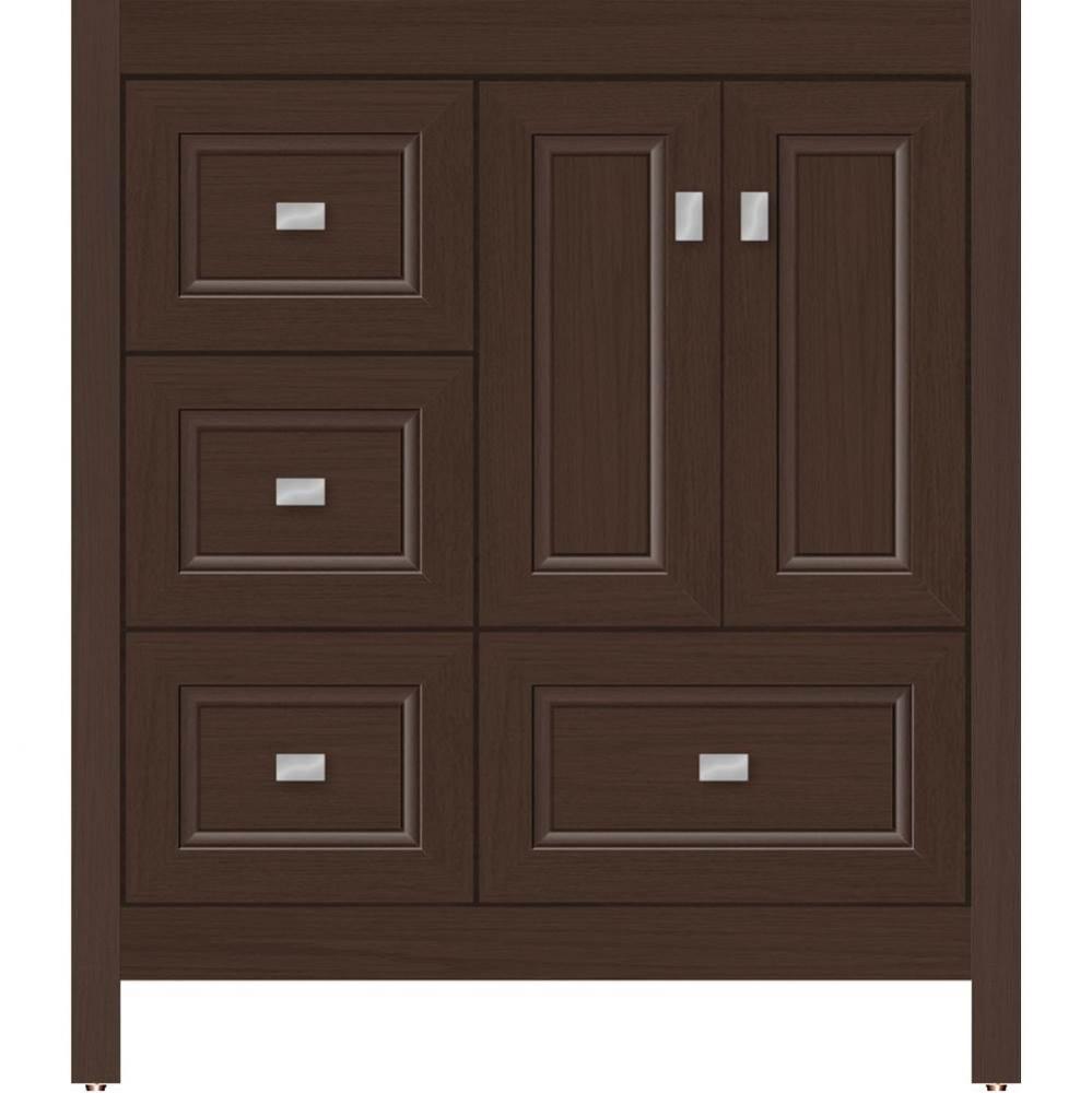 30 X 21 X 34.5 Alki Essence Vanity Ogee Miter Choc Oak Lh