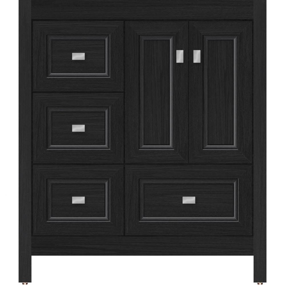 30 X 21 X 34.5 Alki Essence Vanity Ogee Miter Midnight Oak Lh