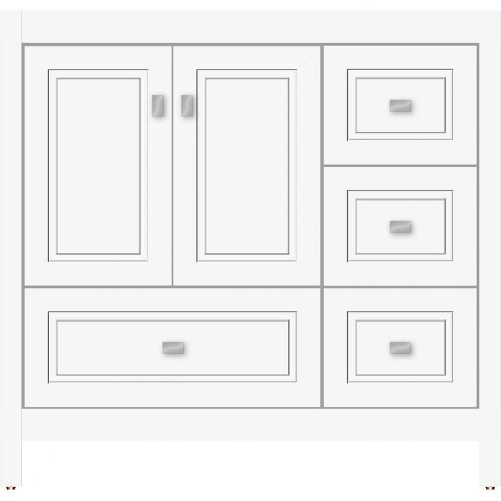 36 X 21 X 34.5 Alki Essence Vanity Ogee Miter Sat White Rh