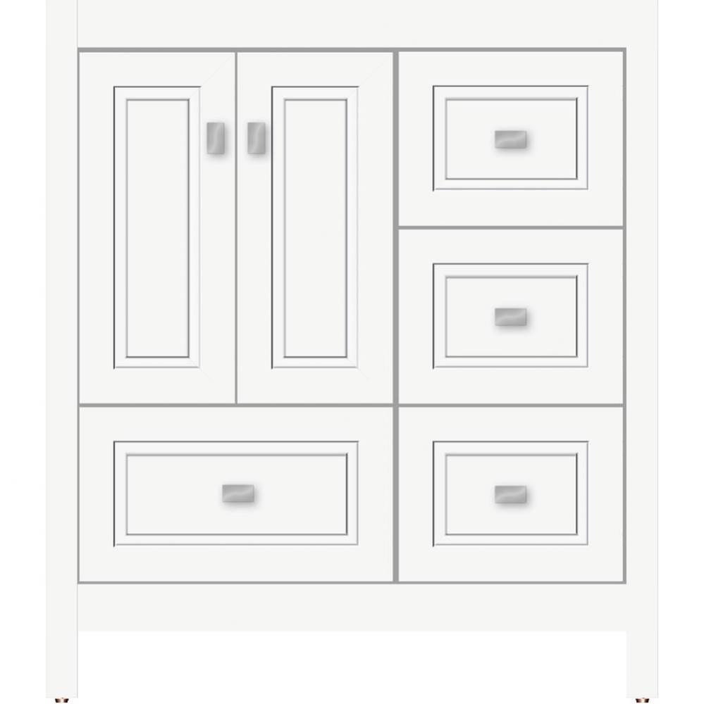 30 X 18.5 X 34.5 Alki Essence Vanity Ogee Miter Sat White Rh