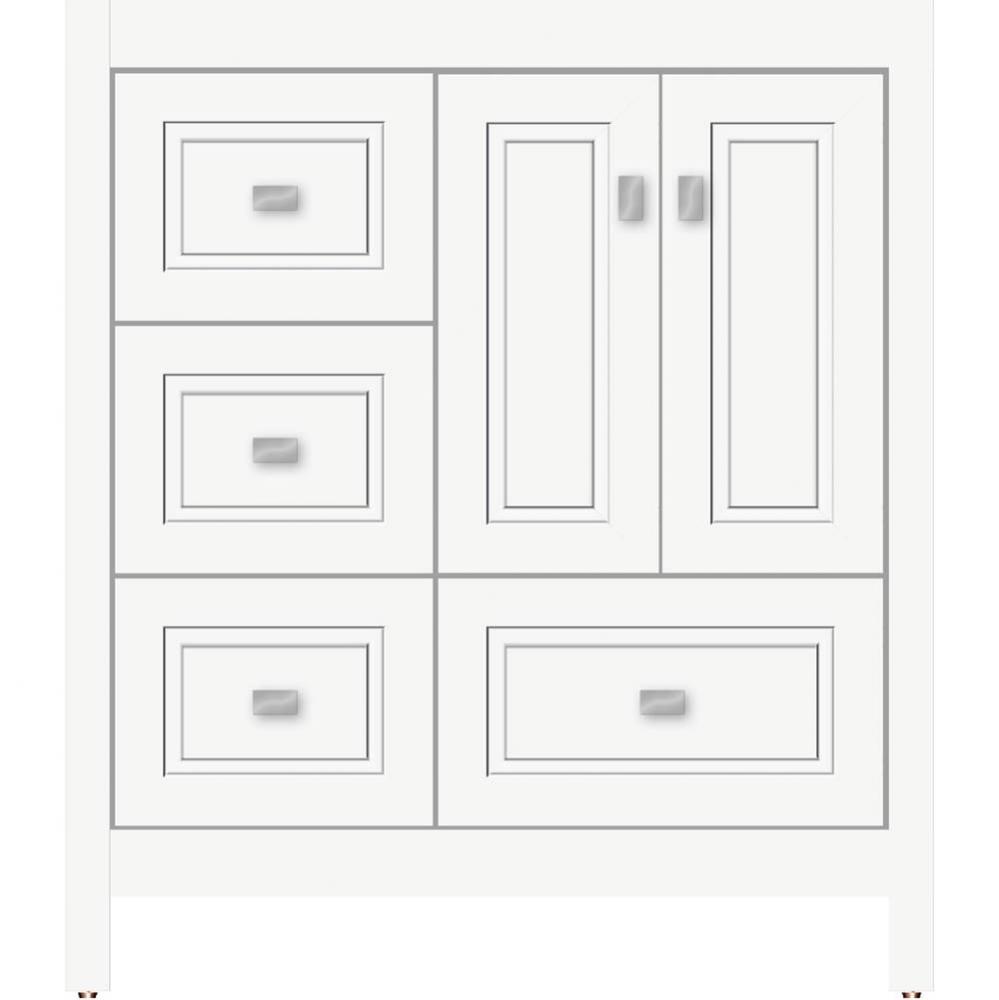 30 X 21 X 34.5 Alki Essence Vanity Ogee Miter Sat White Lh