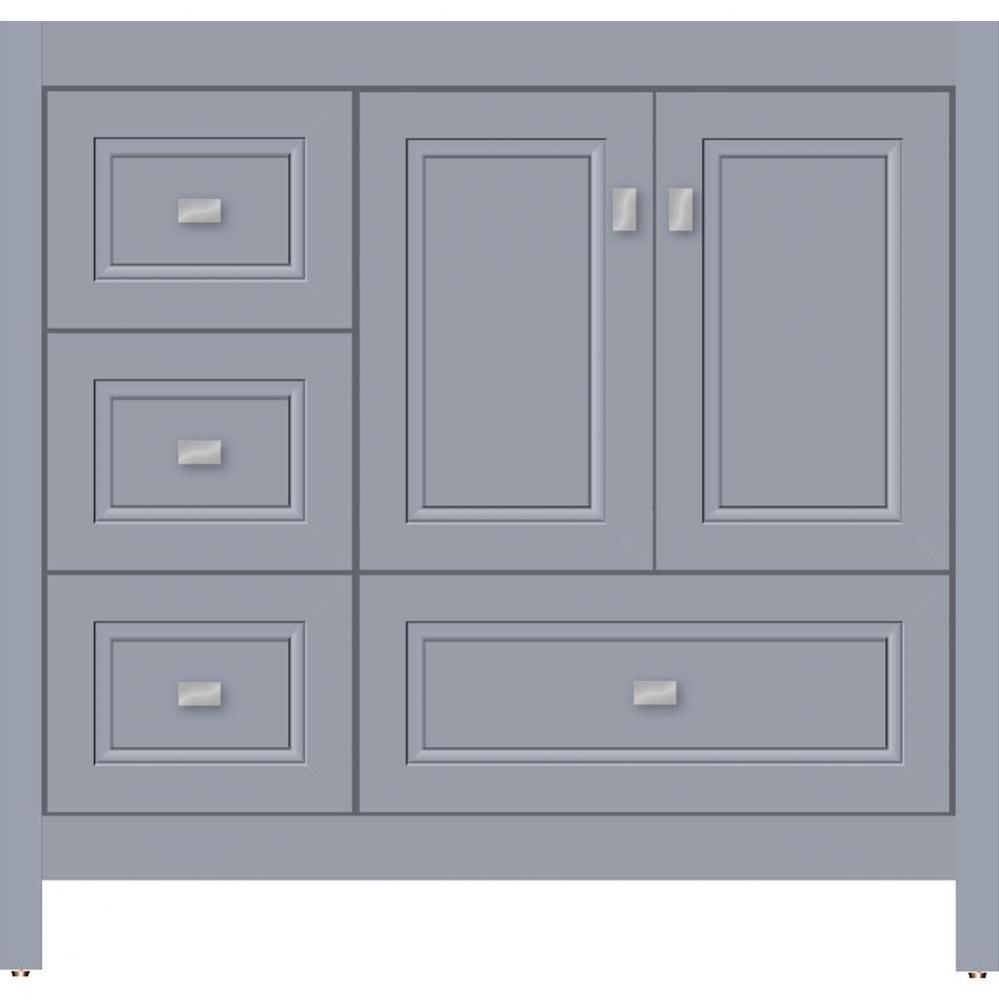 36 X 18.5 X 34.5 Alki Essence Vanity Ogee Miter Sat Silver Lh