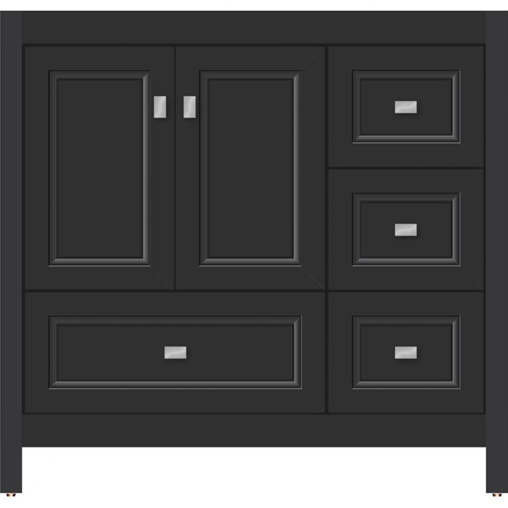 36 X 18.5 X 34.5 Alki Essence Vanity Ogee Miter Sat Black Rh