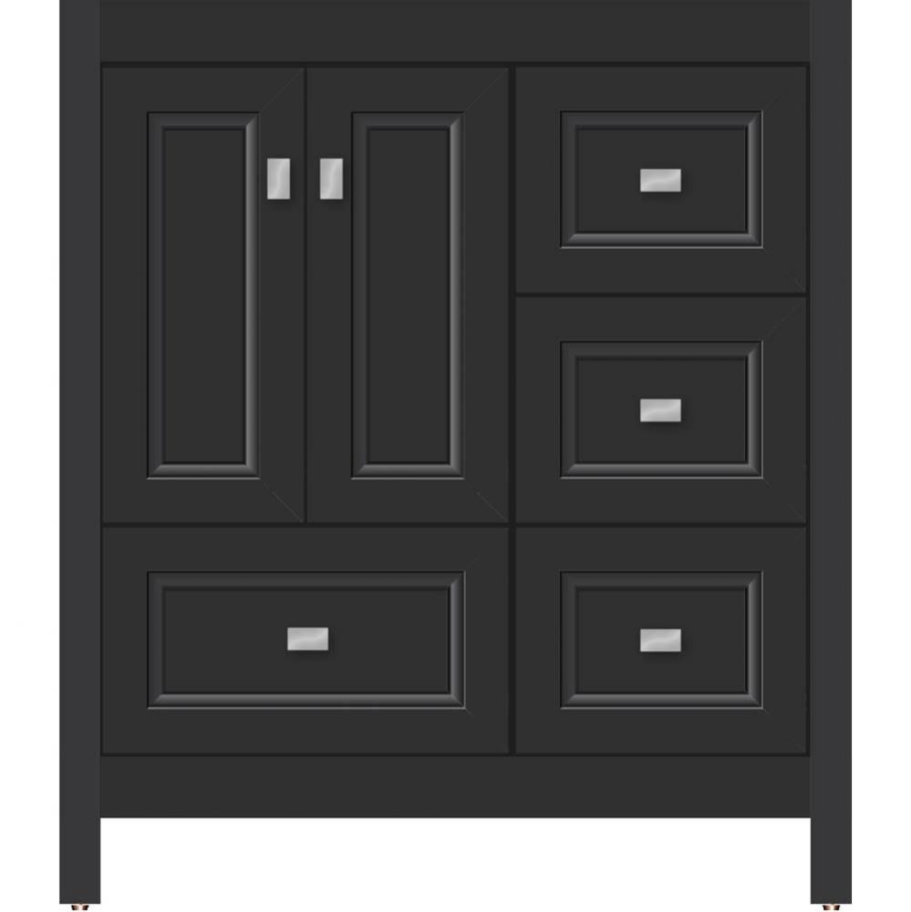 30 X 18.5 X 34.5 Alki Essence Vanity Ogee Miter Sat Black Rh