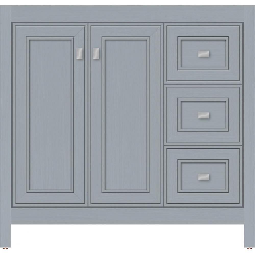 36 X 18.5 X 34.5 Alki View Vanity Deco Miter Silver Oak Rh
