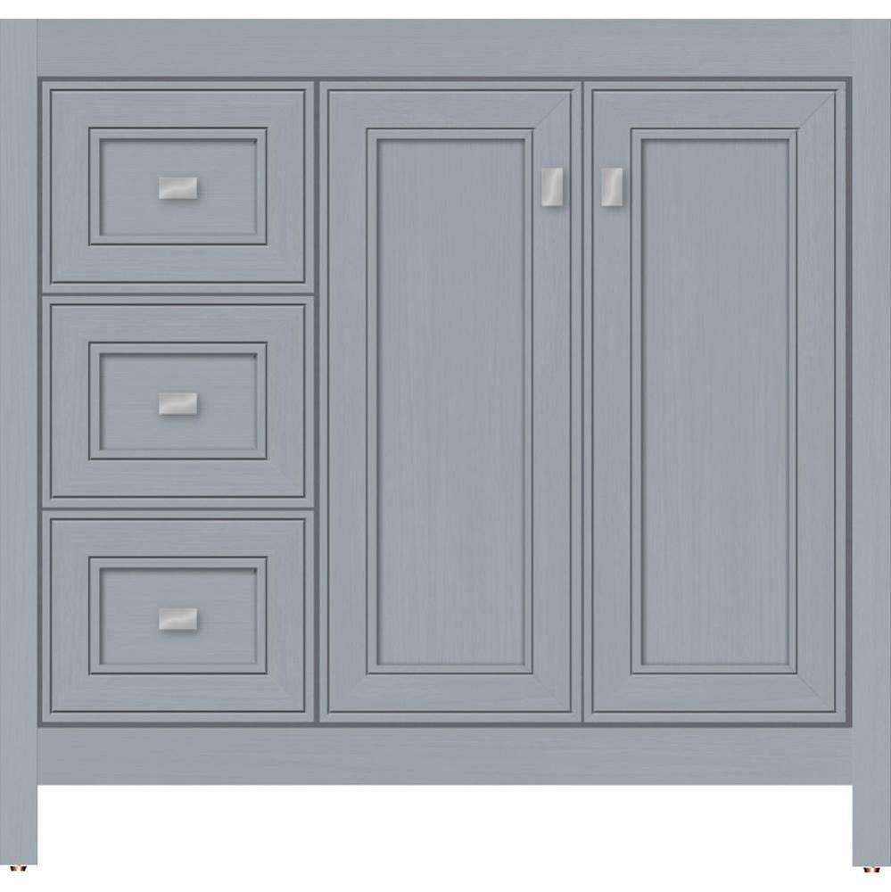 36 X 18.5 X 34.5 Alki View Vanity Deco Miter Silver Oak Lh