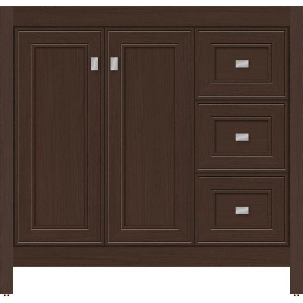 36 X 18.5 X 34.5 Alki View Vanity Deco Miter Choc Oak Rh