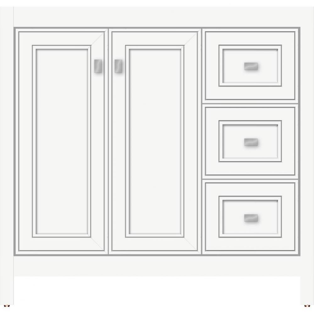 36 X 21 X 34.5 Alki View Vanity Deco Miter Sat White Rh