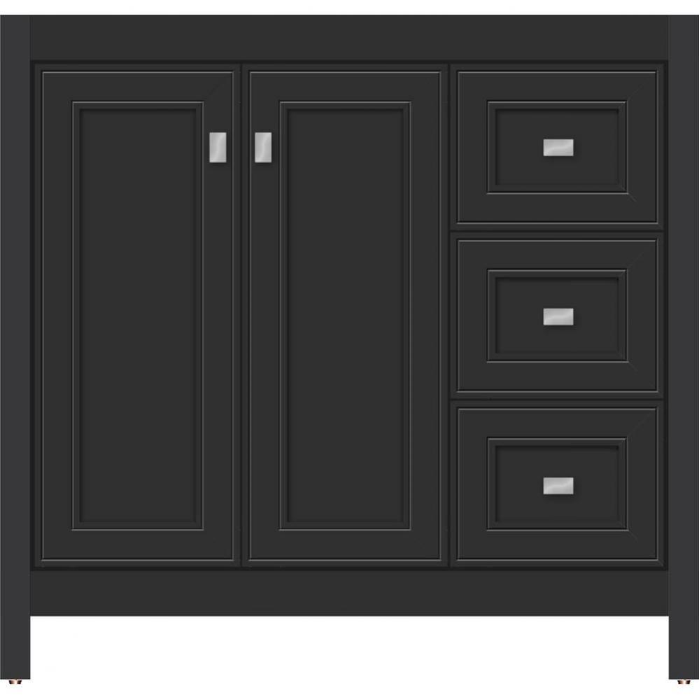 36 X 18.5 X 34.5 Alki View Vanity Deco Miter Sat Black Rh