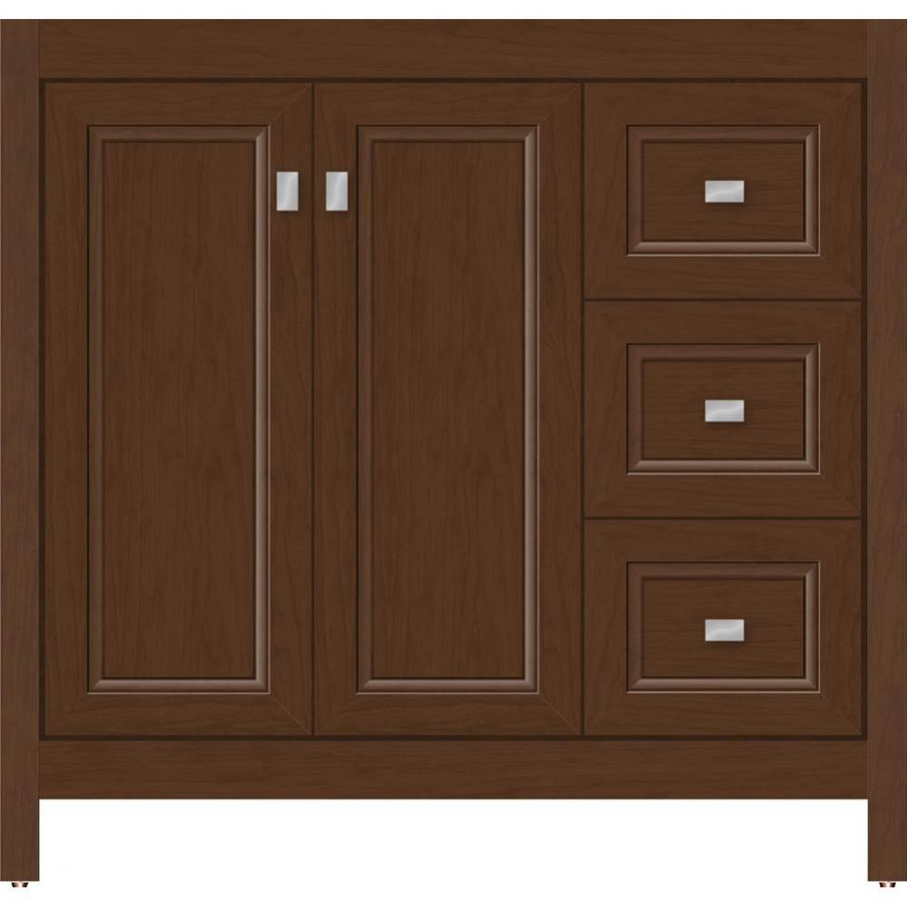 36 X 18.5 X 34.5 Alki View Vanity Ogee Miter Pecan Cherry Rh