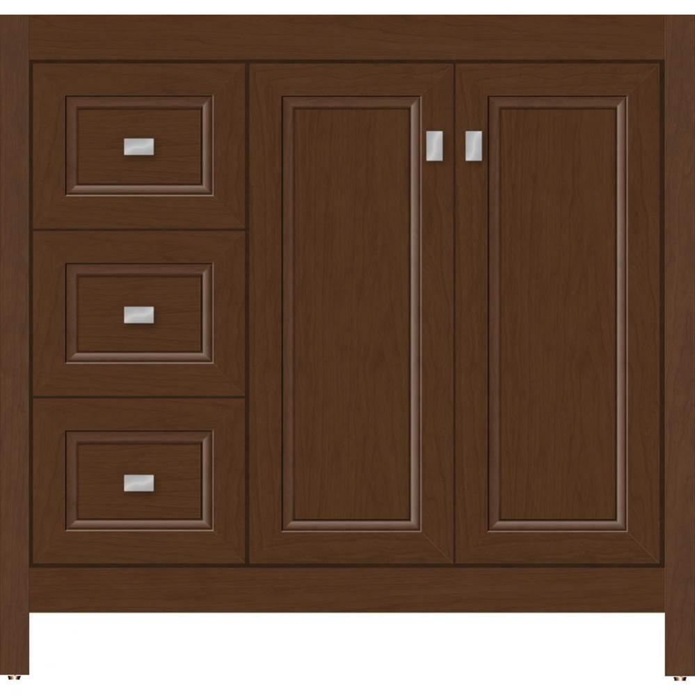 36 X 21 X 34.5 Alki View Vanity Ogee Miter Pecan Cherry Lh