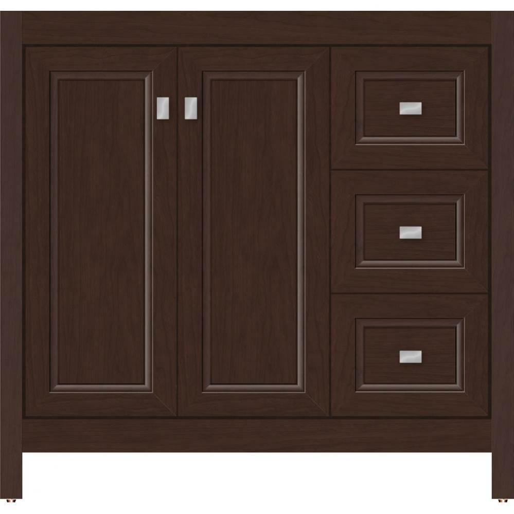 36 X 18.5 X 34.5 Alki View Vanity Ogee Miter Choc Cherry Rh