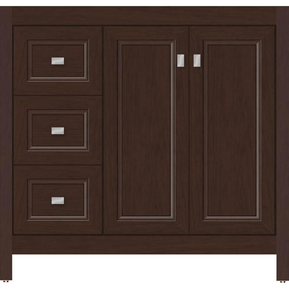 36 X 18.5 X 34.5 Alki View Vanity Ogee Miter Choc Cherry Lh