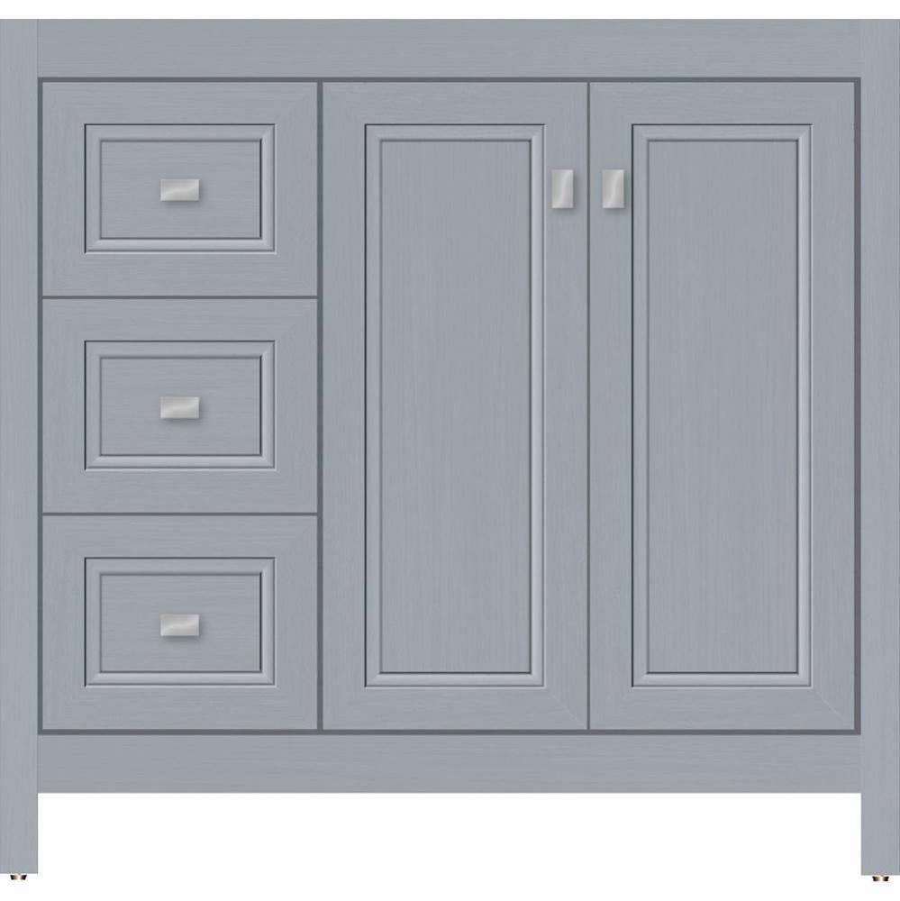 36 X 18.5 X 34.5 Alki View Vanity Ogee Miter Silver Oak Lh