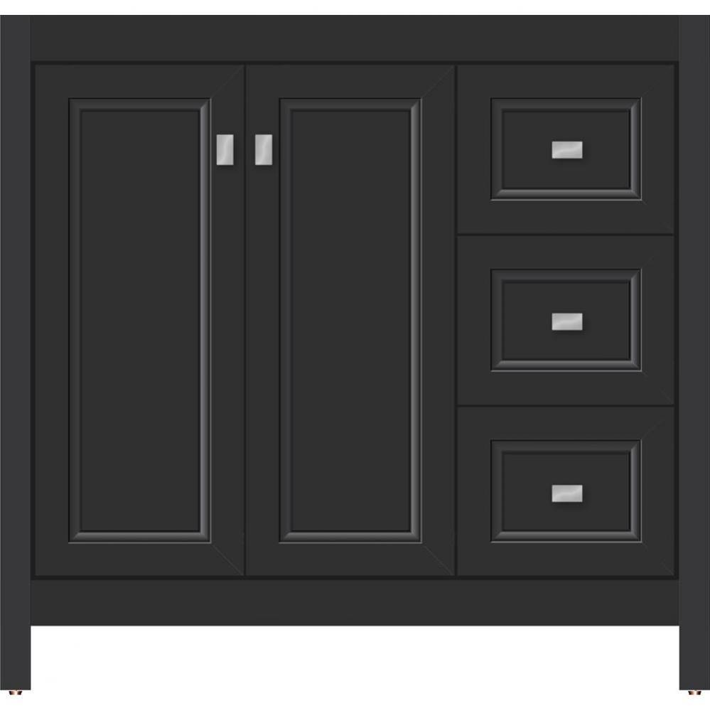 36 X 21 X 34.5 Alki View Vanity Ogee Miter Sat Black Rh