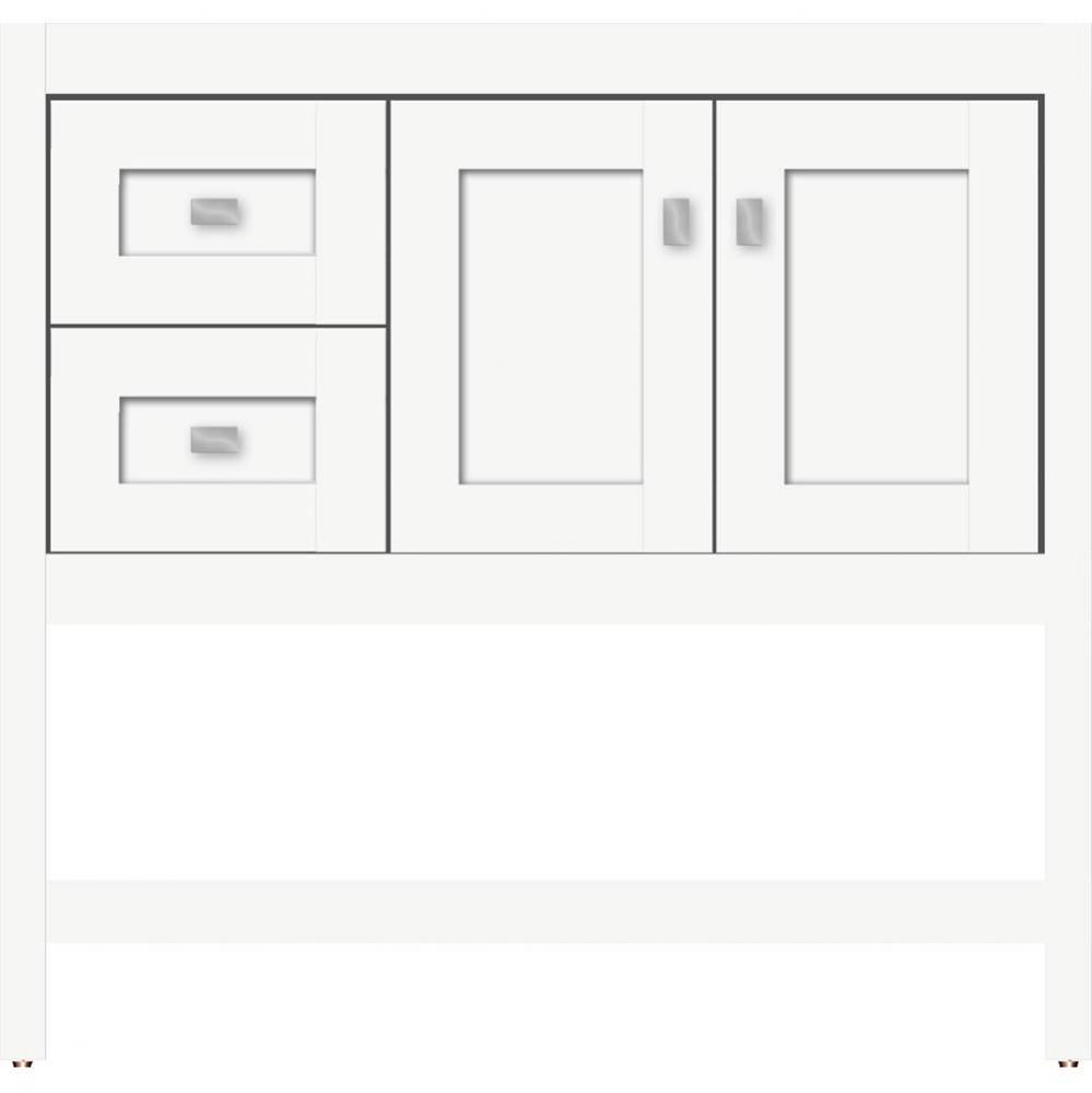 36 X 21 X 34.5 Alki Spa Vanity Shaker Sat White Lh