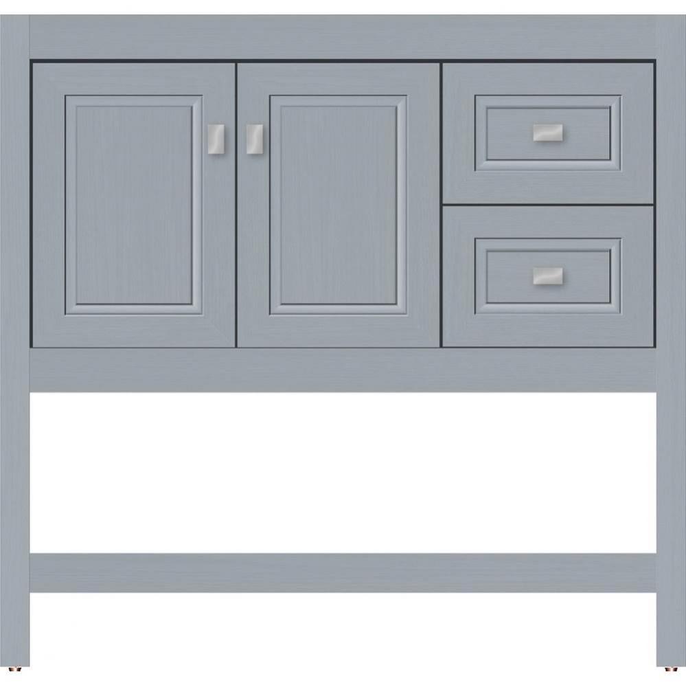 36 X 18.5 X 34.5 Alki Spa Vanity Ogee Miter Silver Oak Rh