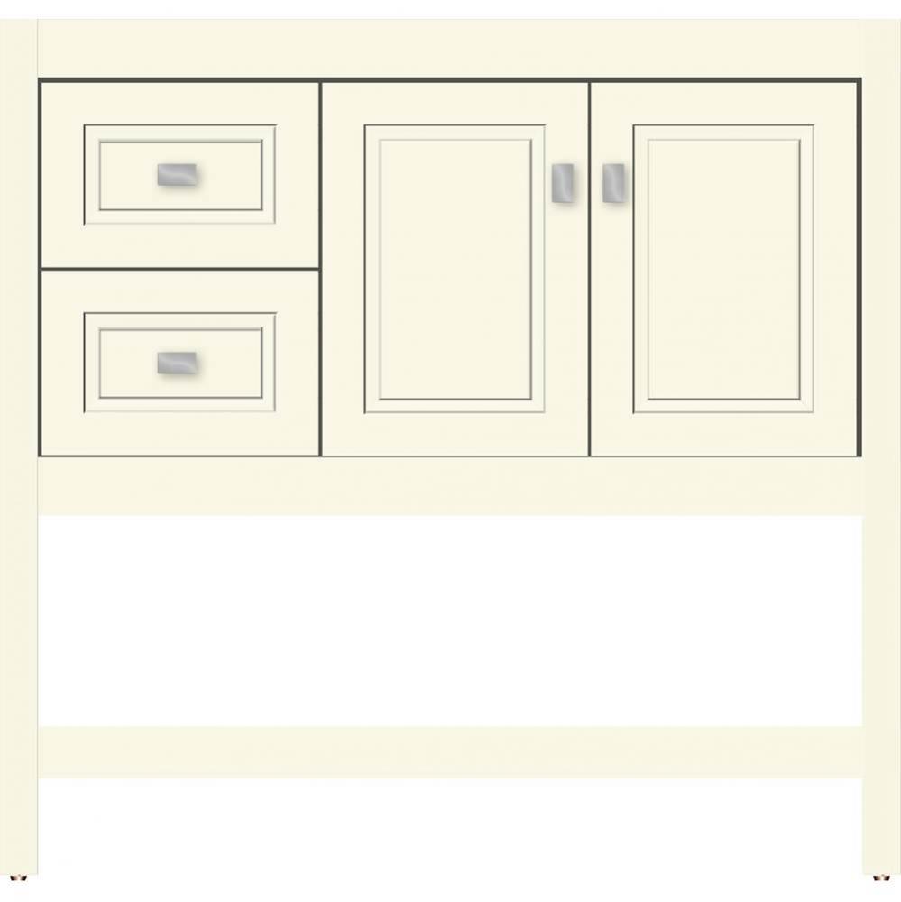 36 X 18.5 X 34.5 Alki Spa Vanity Ogee Miter Sat Biscuit Lh