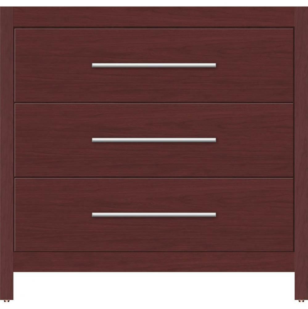 36 X 21 X 34.5 Belltown Vanity Slab Dk Cherry 3 Drw