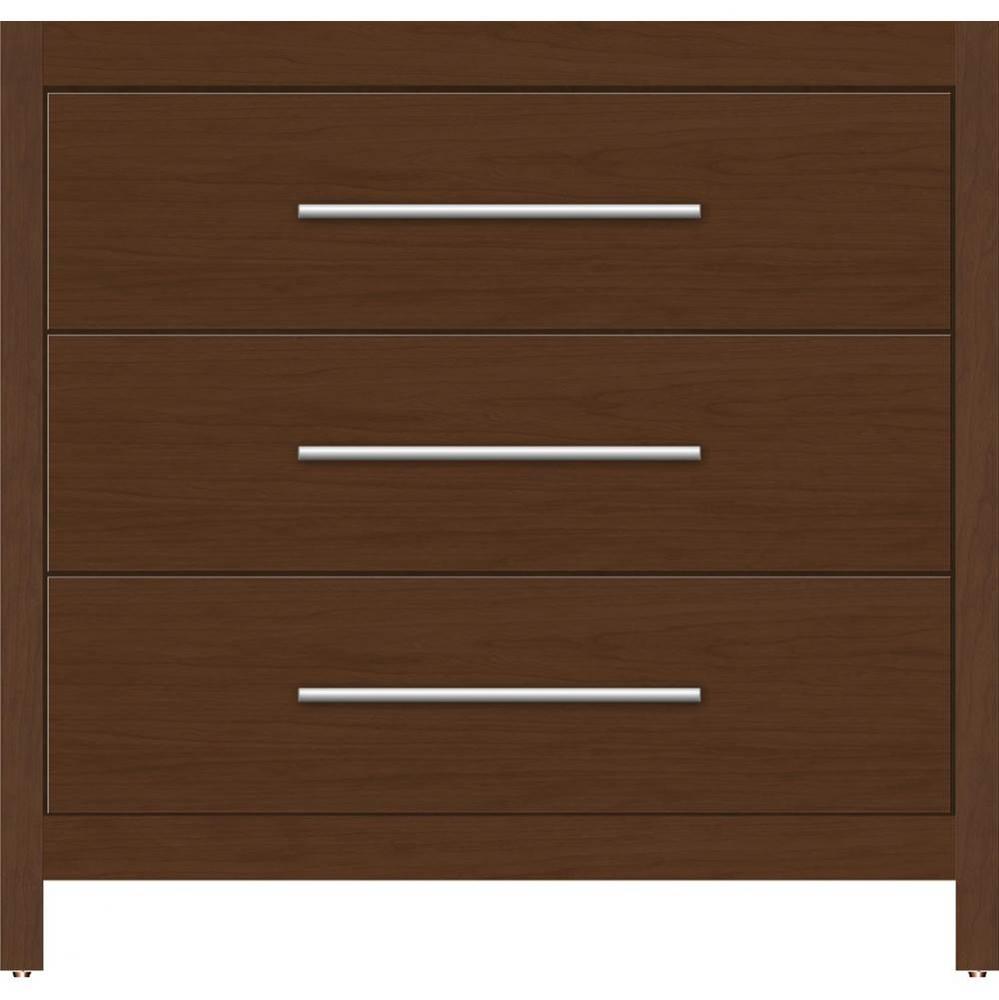 36 X 18.5 X 34.5 Belltown Vanity Slab Pecan Cherry 3 Drw