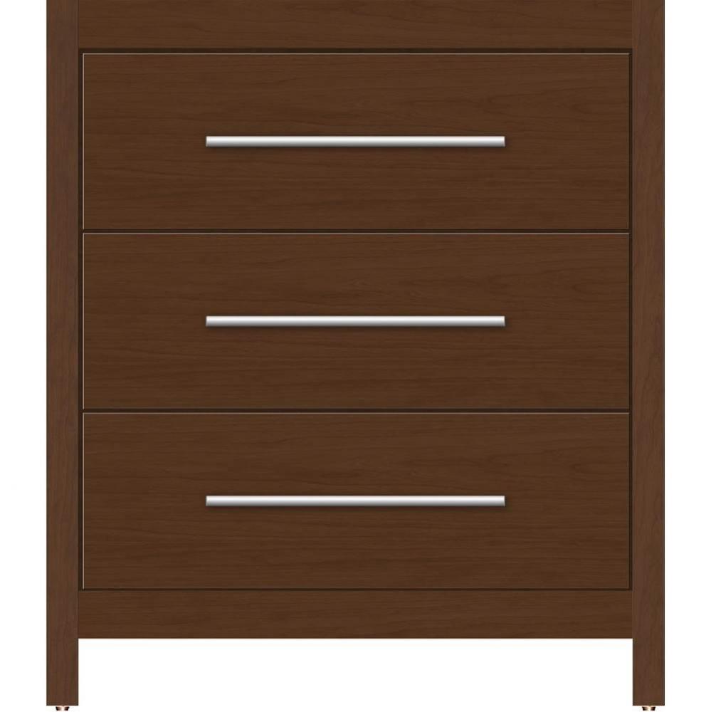 30 X 21 X 34.5 Belltown Vanity Slab Pecan Cherry 3 Drw